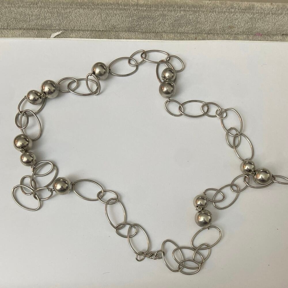 chunky chain necklace silver tone